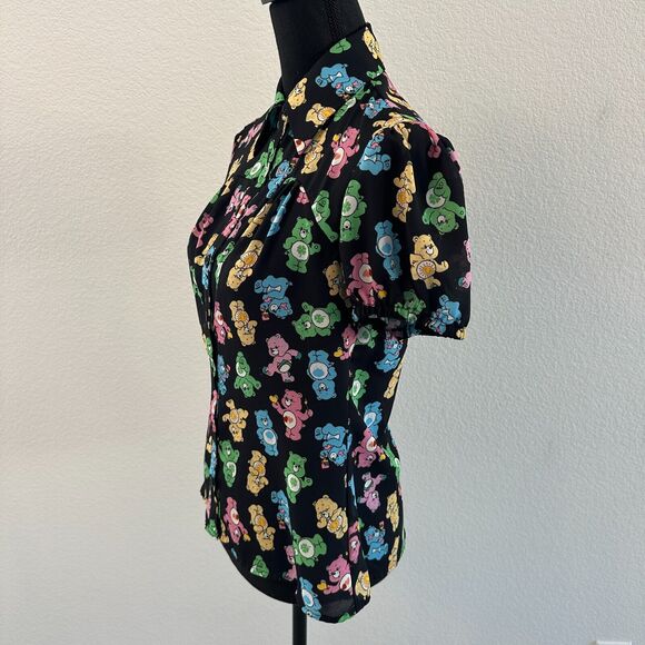 Care Bears Modern Button Collar Shirt Womens Size Small Black By Unique Vintage - Picture 5 of 11